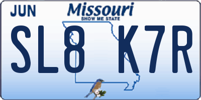 MO license plate SL8K7R