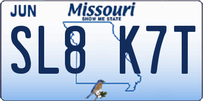 MO license plate SL8K7T