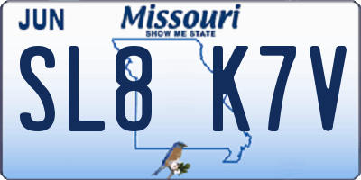 MO license plate SL8K7V