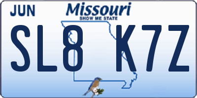 MO license plate SL8K7Z