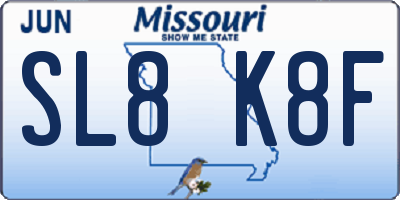 MO license plate SL8K8F