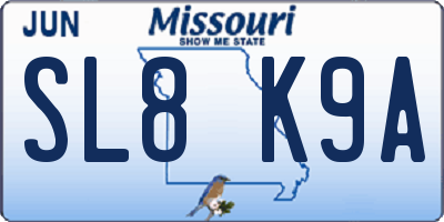 MO license plate SL8K9A