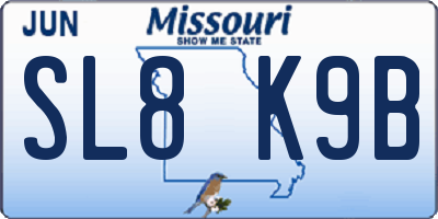 MO license plate SL8K9B