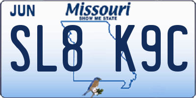 MO license plate SL8K9C