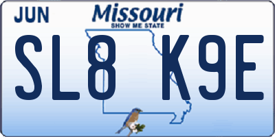 MO license plate SL8K9E