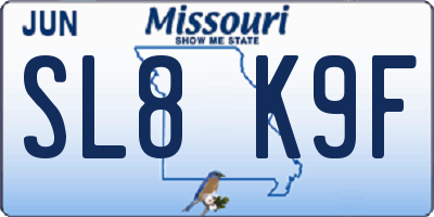 MO license plate SL8K9F