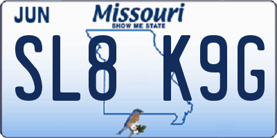 MO license plate SL8K9G