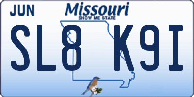 MO license plate SL8K9I