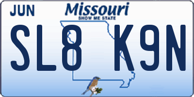 MO license plate SL8K9N