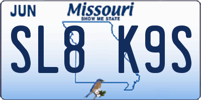 MO license plate SL8K9S