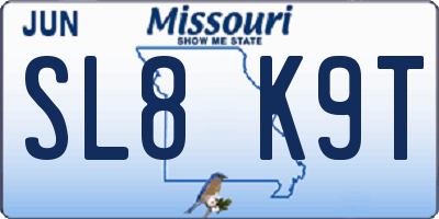 MO license plate SL8K9T