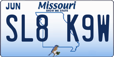 MO license plate SL8K9W