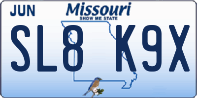 MO license plate SL8K9X