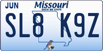 MO license plate SL8K9Z