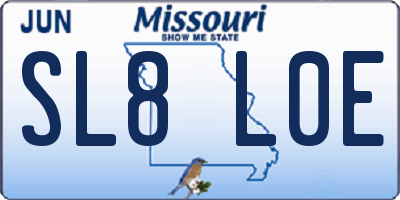 MO license plate SL8L0E