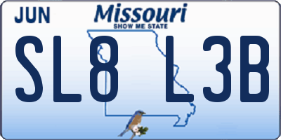 MO license plate SL8L3B