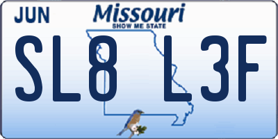 MO license plate SL8L3F