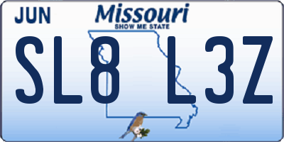 MO license plate SL8L3Z