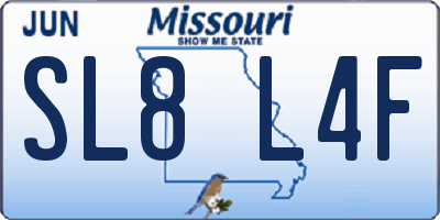 MO license plate SL8L4F