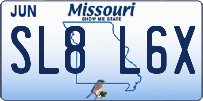 MO license plate SL8L6X