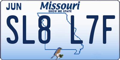 MO license plate SL8L7F