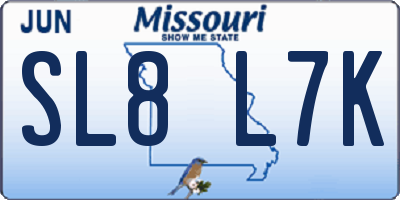 MO license plate SL8L7K