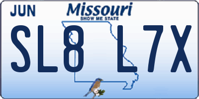 MO license plate SL8L7X