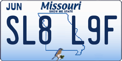 MO license plate SL8L9F