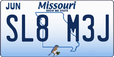 MO license plate SL8M3J