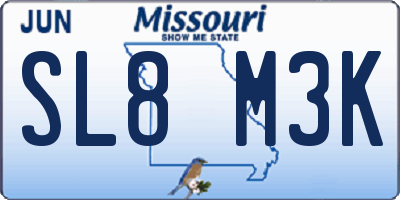 MO license plate SL8M3K