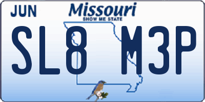 MO license plate SL8M3P