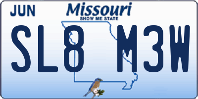 MO license plate SL8M3W