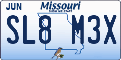MO license plate SL8M3X