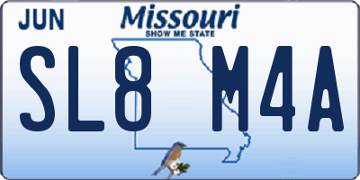 MO license plate SL8M4A