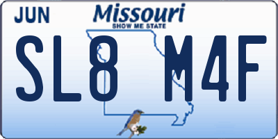 MO license plate SL8M4F