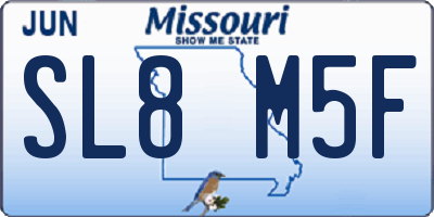 MO license plate SL8M5F