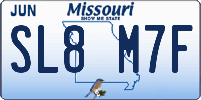 MO license plate SL8M7F