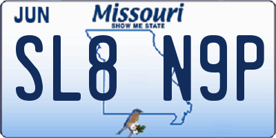 MO license plate SL8N9P