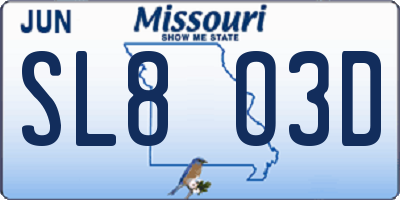 MO license plate SL8O3D