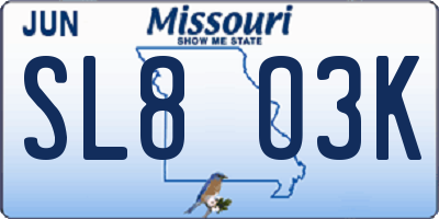 MO license plate SL8O3K