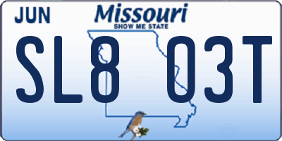 MO license plate SL8O3T