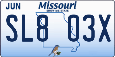 MO license plate SL8O3X