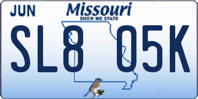 MO license plate SL8O5K