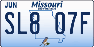 MO license plate SL8O7F