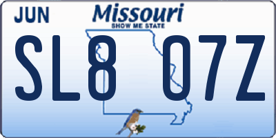MO license plate SL8O7Z