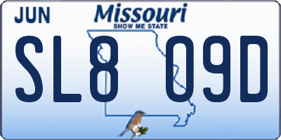 MO license plate SL8O9D