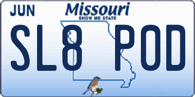 MO license plate SL8P0D