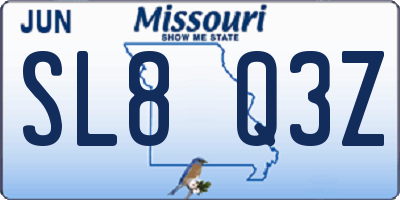 MO license plate SL8Q3Z
