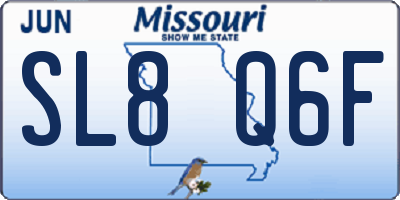 MO license plate SL8Q6F