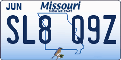 MO license plate SL8Q9Z